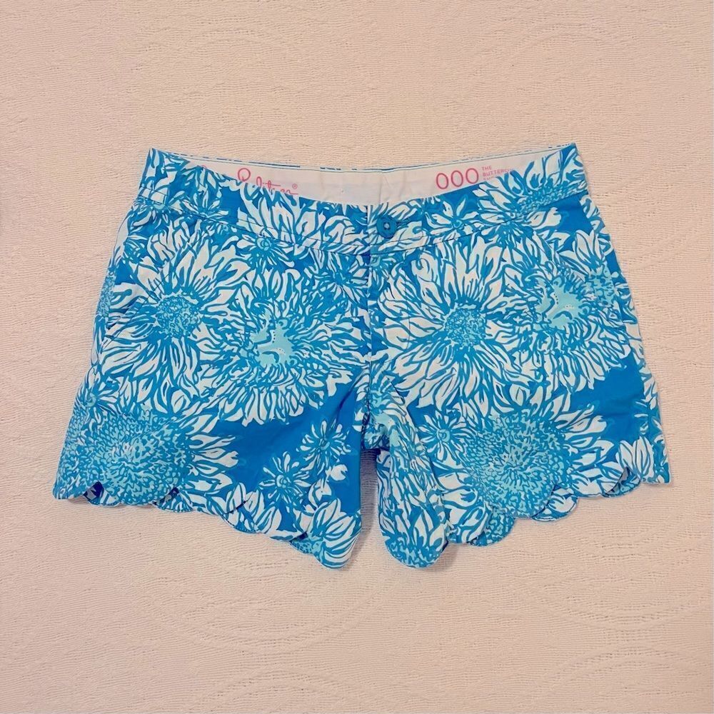 Lilly Scalloped Buttercup Short - Blue Sunflowers XXS 000
